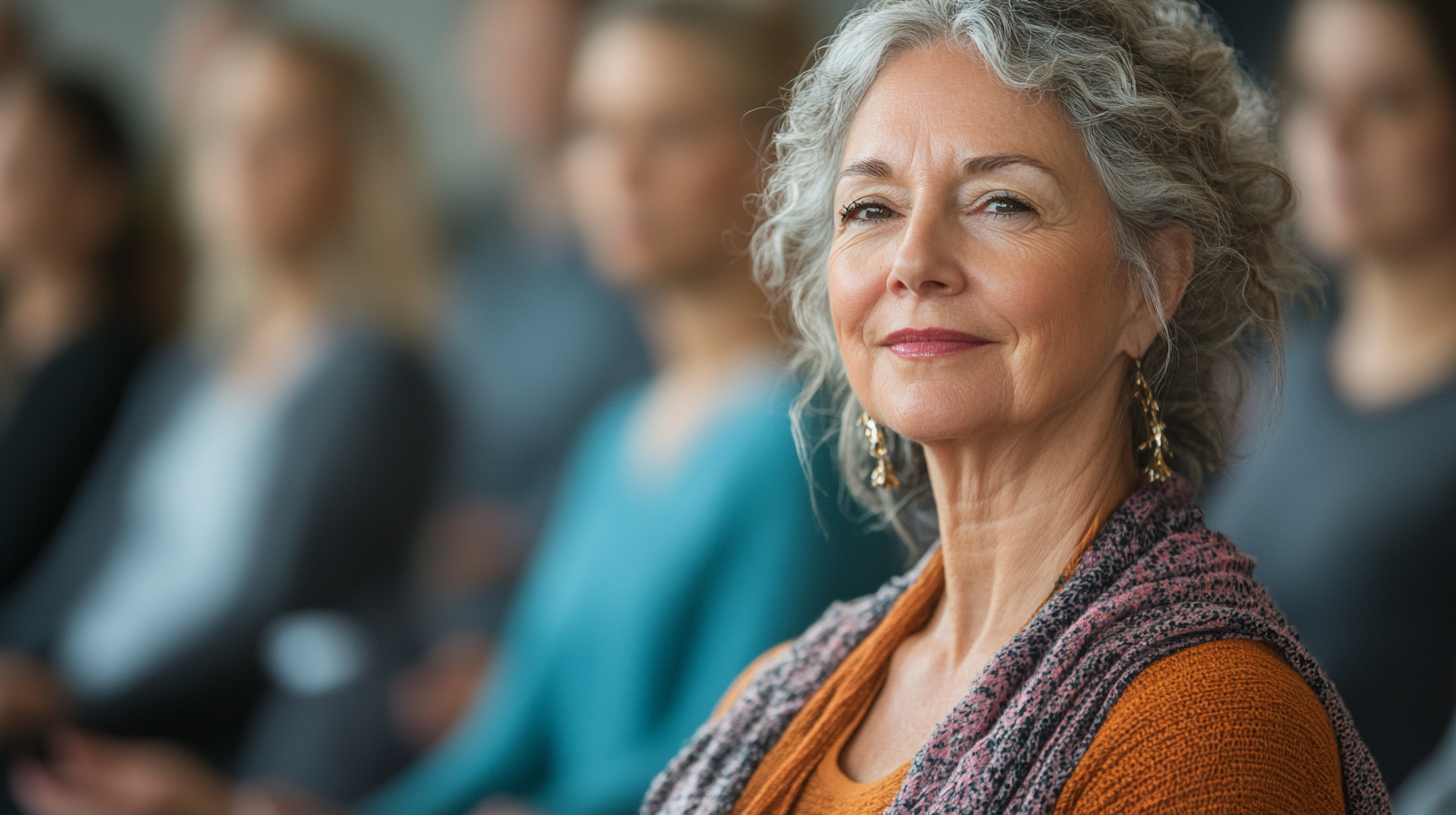 Група людей старшого віку на заняттях йоги